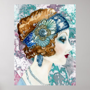 Customizable 1920’s Flapper Lady Poster, Poster