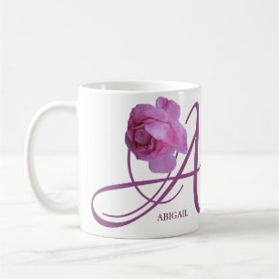 Customizable Abigail name pink rose flowers boho Coffee Mug