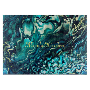 Customizable Abstract Aqua Turquoise Cutting Board