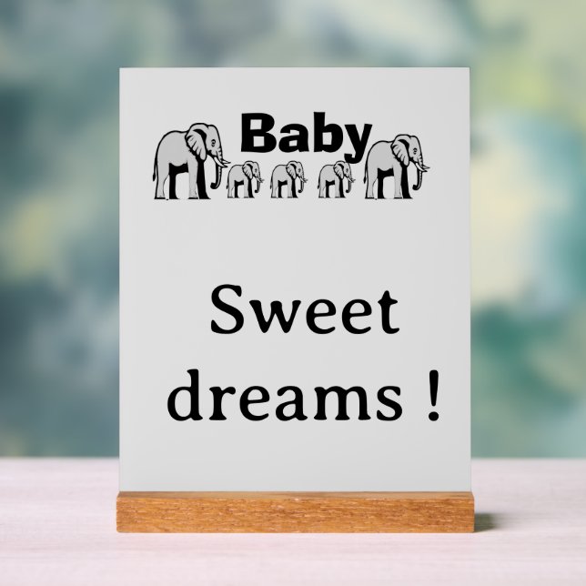 Customizable Acrylic Elephant Plaque Sign (Neutral)