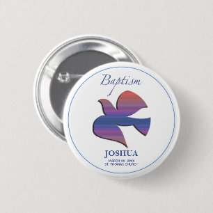 Customizable, Adult Baptism Dove 6 Cm Round Badge