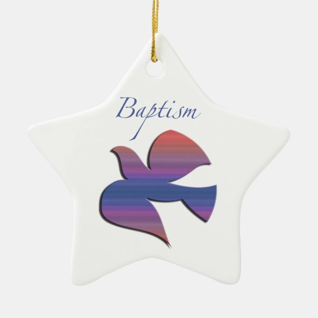 Customizable, Adult Baptism Dove Ceramic Tree Decoration (Front)