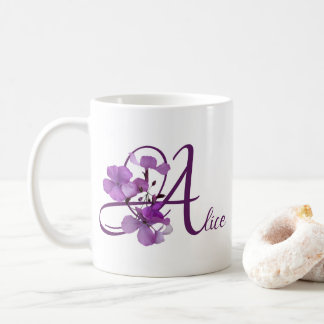 Customizable Alice name pretty purple floral cute Coffee Mug
