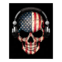 Customizable American Dj Skull with Headphones