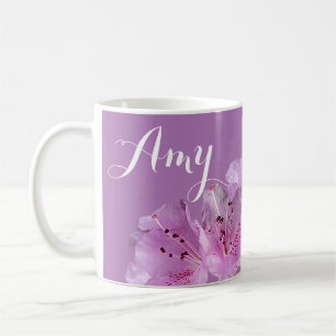 Customizable Amy name floral pretty purple pink  Coffee Mug