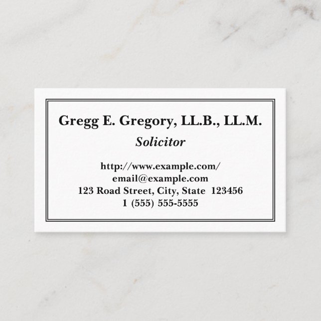 Customizable and Clean Solicitor Business Card (Front)