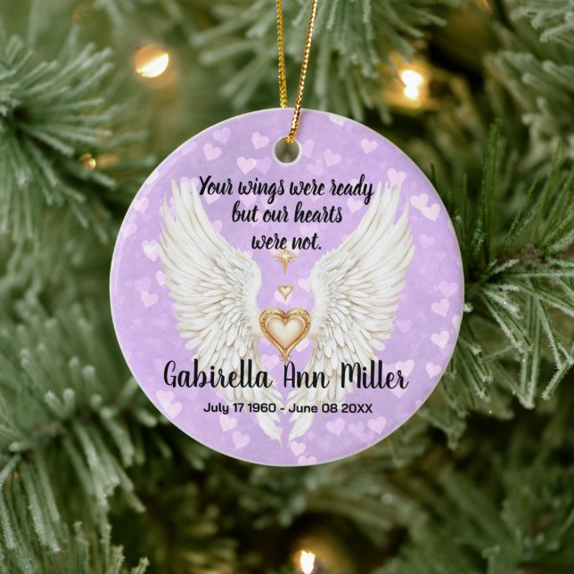 Customizable Angel Wings Memorial  Ceramic Tree Decoration (Tree)