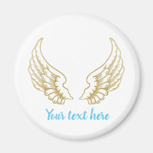 CUSTOMIZABLE ANGEL WINGS ROUND STICKER MAGNET