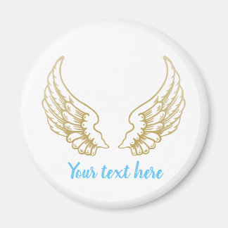 CUSTOMIZABLE ANGEL WINGS ROUND STICKER MAGNET