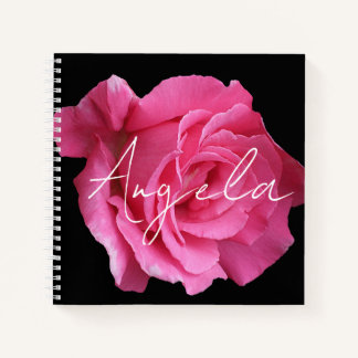 Customizable Angela name pretty pink rose floral Notebook