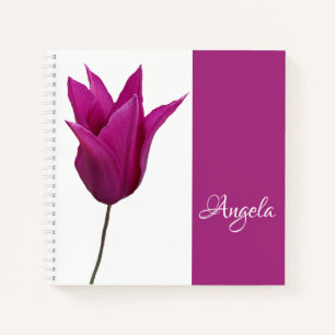 Customizable Angela name pretty pink tulip floral Notebook