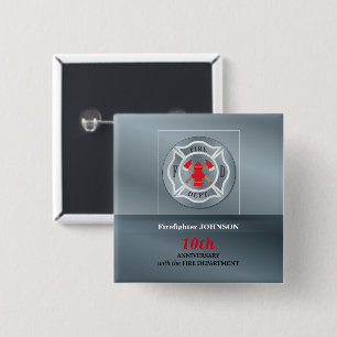 Customizable, Anniversary with Fire Department 15 Cm Square Badge