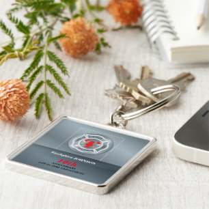 Customizable, Anniversary with Fire Department Key Ring