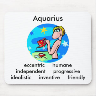 Customizable Aquarius traits Cute Cartoon Zodiac Mouse Mat