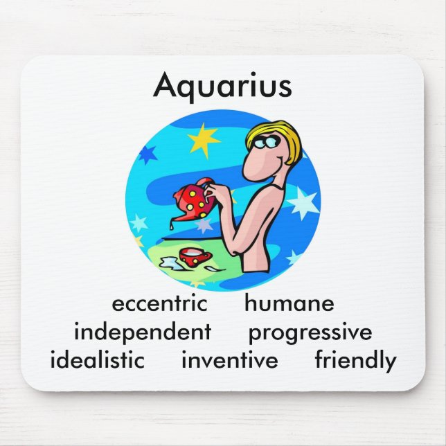 Customizable Aquarius traits Cute Cartoon Zodiac Mouse Mat (Front)