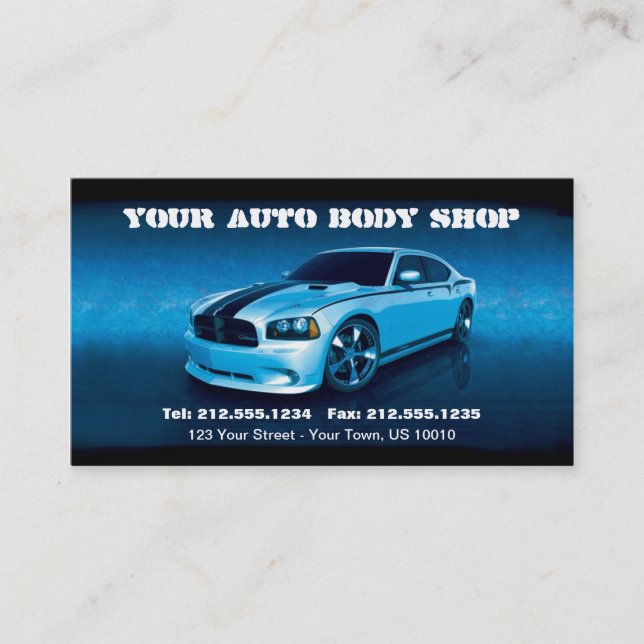 CUSTOMIZABLE Auto Body Mechanic Car Detailing Business Card (Front)