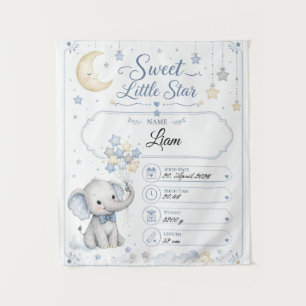 Customizable Baby Birth Board with Elephant Tapestry