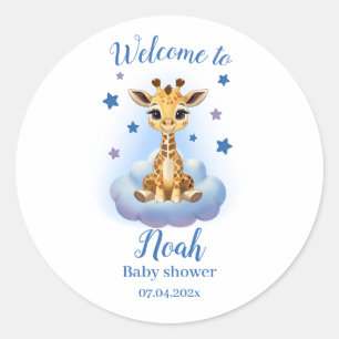 customizable baby giraffe classic round sticker
