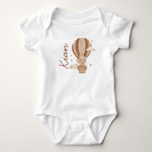 Customizable baby name teddy bear in air balloon bodysuit
