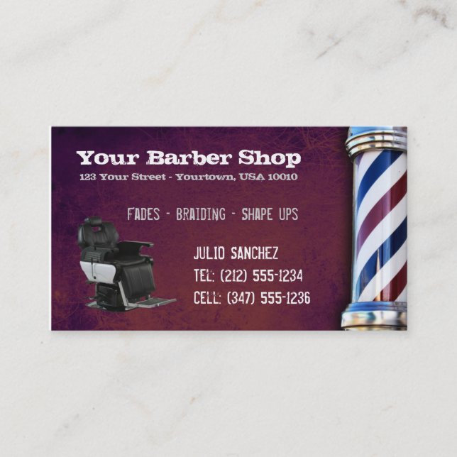 CUSTOMIZABLE Barber Shop BC Appointment Card (Front)