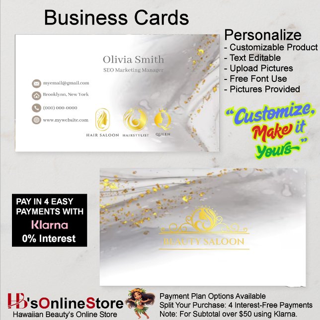 Customizable Beautician Elegant Business Card 3 (Customizable Beautician Elegant Business Card 3.)