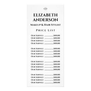Customizable Beauty Salon Price List Template Rack Card