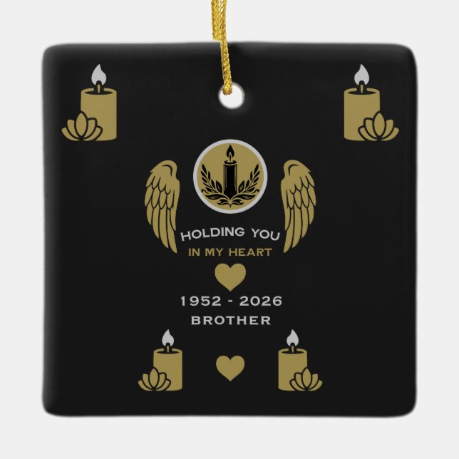 Customizable Bereavement Anniversary Ceramic Ornament (Front)