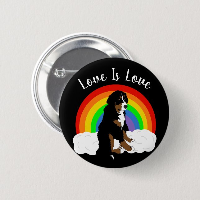 Customizable Bernese Mountain Dog Gay Pride 6 Cm Round Badge (Front & Back)