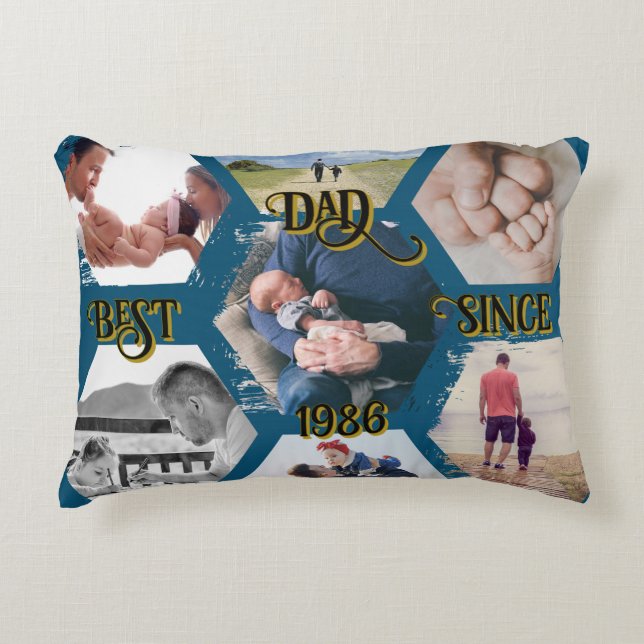 Customizable 'Best Dad Since' Decorative Cushion (Front)