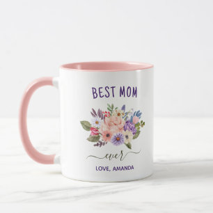 CUSTOMIZABLE Best Mum Ever   Pretty Rustic flowers Mug