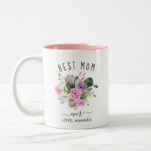CUSTOMIZABLE Best Mum Ever-Trendy Burgundy Boho Co Two-Tone Coffee Mug