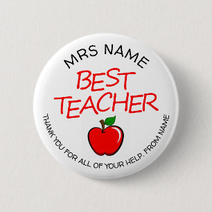 Customizable Best Teacher Button Badge