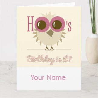 Customizable Big Bird Owl Birthday Greeting Cards