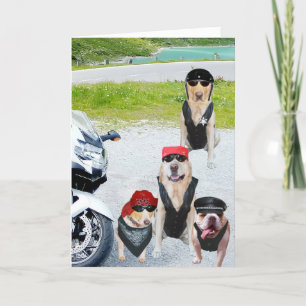 Customizable Biker Dogs Birthday Card