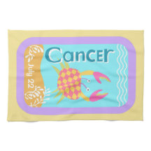 Customizable Birthday Cancer Zodiac Tea Towel