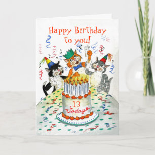 Customizable Birthday Card - Cats' Birthday Party