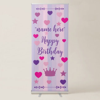 Customizable birthday girl retractable banner