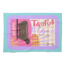 Customizable Birthday Taurus Zodiac Tea Towel