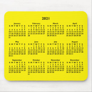 Customizable Black and Bright Yellow 2021 Calendar Mouse Mat