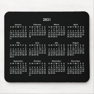 Customizable Black and White 2021 Calendar Mouse Mat