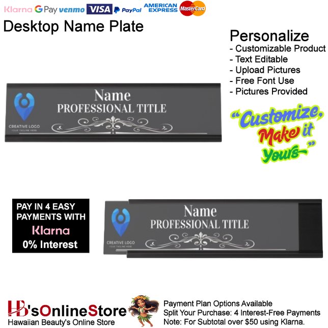 Customizable Black Name Plate with Logo & Slogan 5 (Customizable Black Name Plate with Logo & Slogan 5.)
