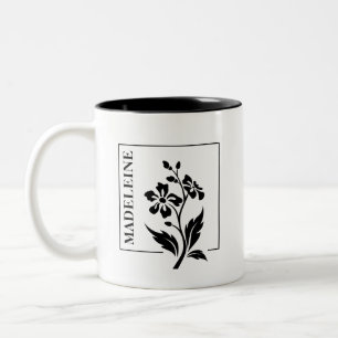 Customizable Black & White Floral Silhouette Mug