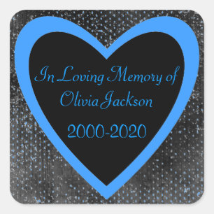 Customizable blue black heart sympathy stickers