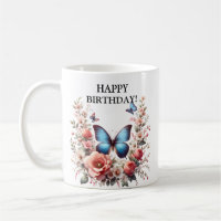 Customizable Blue Butterfly Floral Art-96279