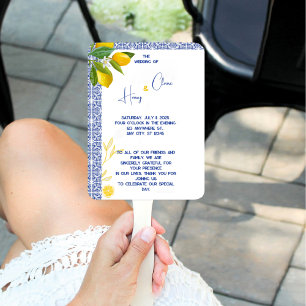 Customizable blue Moroccan tiles Inspired Hand Fan