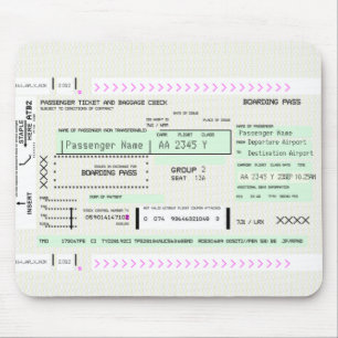 Customizable Boarding Pass Airline Ticket Mouse Mat