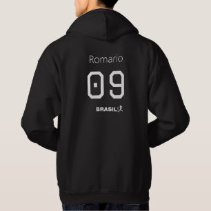 Customizable Brasil Soccer Black ad White Edition Hoodie