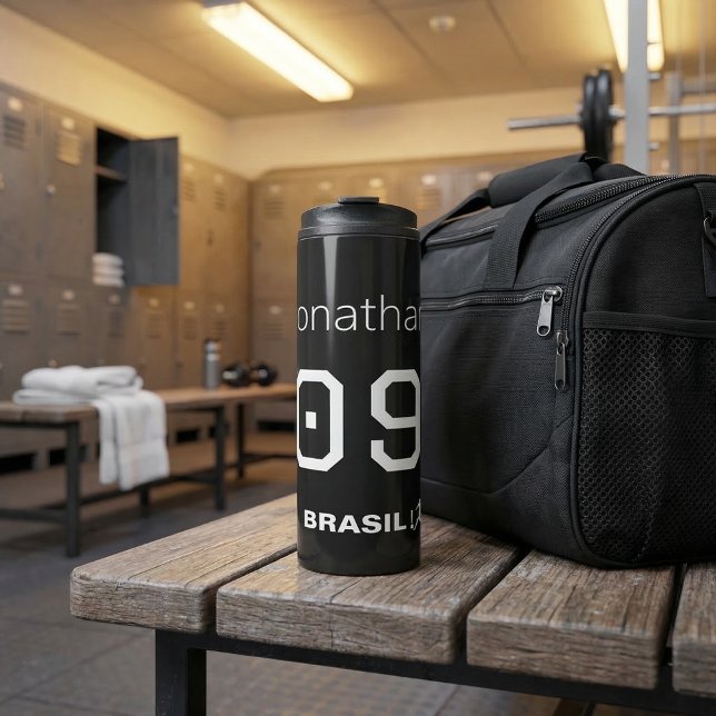 Customizable Brasil Soccer Team Monochromatic  Thermal Tumbler (Creator Uploaded)