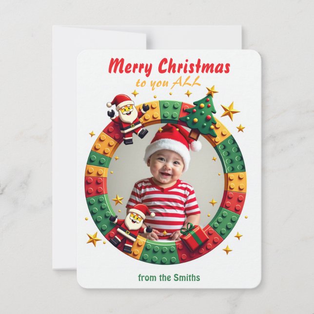 Customizable Brick by Brickmas Joy Holiday Card (Front)