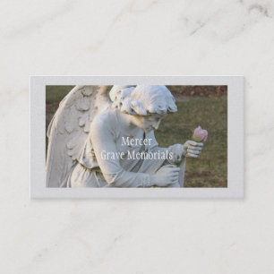 CUSTOMIZABLE BUS. CARD/"ANGEL WITH ROSE" MEMORIAL BUSINESS CARD